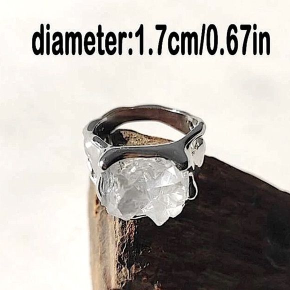 STERLING SILVER IRREGULAR CRYSTAL STONE RING - Picture 9 of 9
